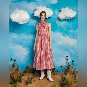 Sister Jane tie front gingham shirt dress in red